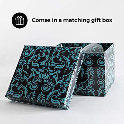 Divinity Boutique 20613 Boxed Mugs, Damask Blue on Black, 12 ounce - color: Damask Blue on Black