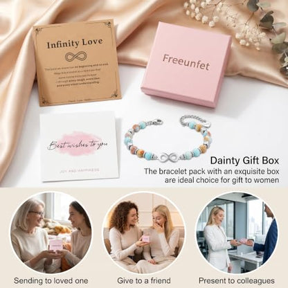 Bracelet for Women Natural Stone Beaded, Stainless Steel Charms, Adjustable - color: 5-Infinity