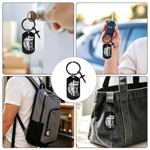 Keychain for Men Boys, Dog Tag Style Key Chain, Black Key Rings Birthday Christmas Veteran Day Gifts - style: Be Still and Know That I Am God