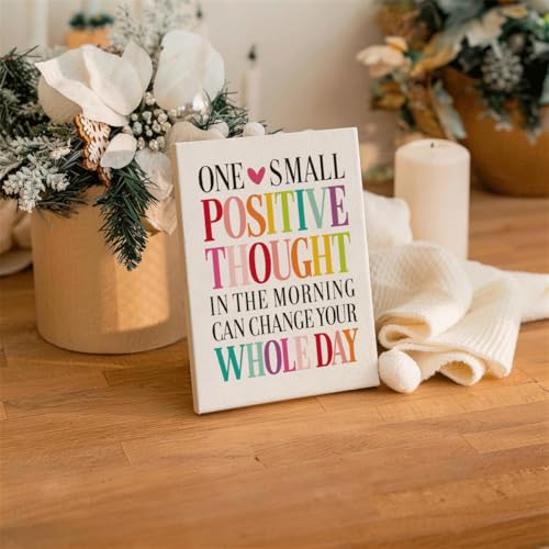 RTVJTERQ Positive Quote Canvas Wall Art, Thoughtful Uplifting Gift, One Small Positive Thought Print, 8x10 Inches Ready to Hang, Office Bedroom Home Decor - color: Quote 04