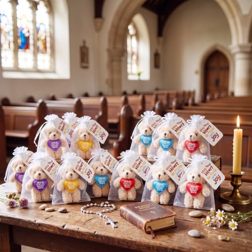 Junkin 24 Set Jesus Loves You Beary Much Plush Stuffed Bear, 4.7"