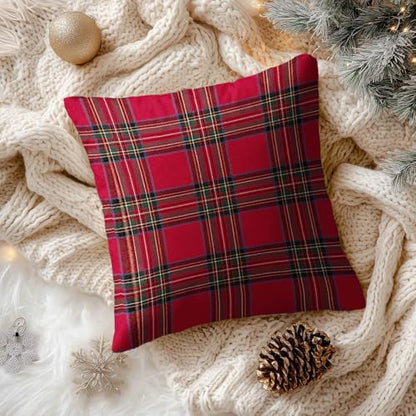 HOMETITUTE Set of 2 Christmas Red Plaid Throw Pillow Covers 18x18 Inch - color: Christmas Throw Pillow Covers #02