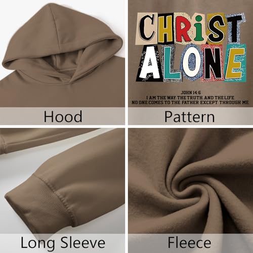 Christian Hoodies For Men Jesus Religious God Hoodie Faith Bible Verse Sweatshirt inspirational Cotton Pullover Tops - color: Coffee, size: Small