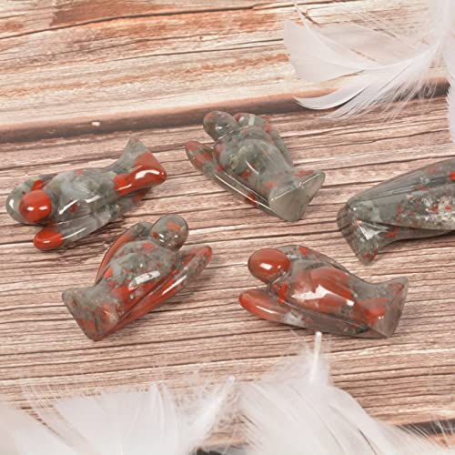 Justinstones Carved African Bloodstone Gemstone Peace Angel Pocket Guardian AngelHealing Statue 2 inch - color: African Bloodstone