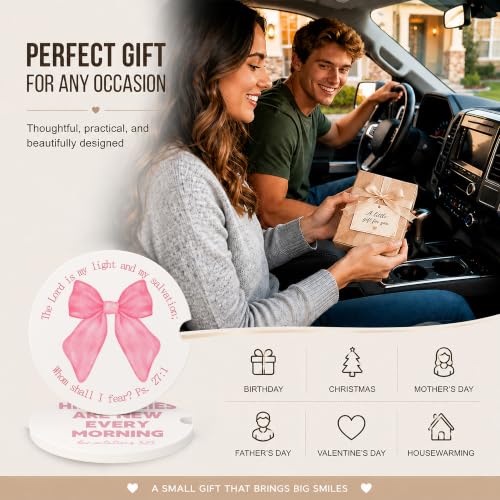 Car Coasters for Cup Holders, Pink Bible Verse Ball Car Coasters, B25 - color: His Mercies