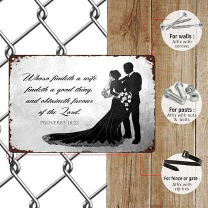Wedding Couple Bible Verse Metal Sign 8 x 12 Inch