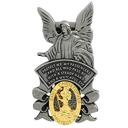 Guardian Angel St Christopher Medal Saint Christopher Car Visor Clip