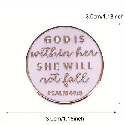 Christian Inspiration Enamel Lapel Pin PSALM 46:5 God Is Within Her She Will Not Fall Badge Brooch For Christian Gift