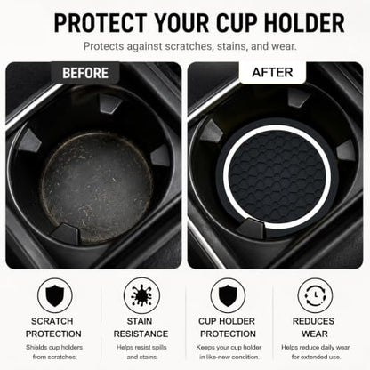 4PCS Car Cup Holder Coasters - 2.75 Inch Non-Slip Insert Water Bottle Holder Pads, Dustproof Automotive Interior Accessories Mat, Universal for Vehicles, Trucks, RVs (White) - color: White