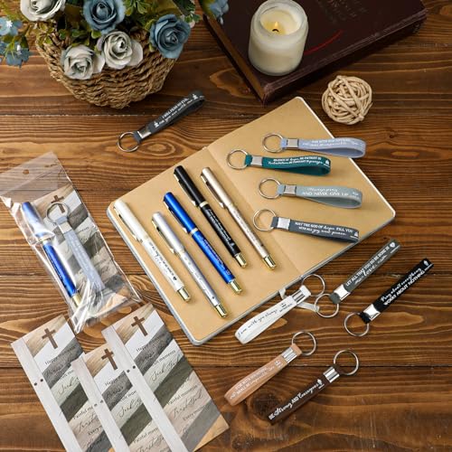 Lincia 30 Sets Christian Gifts Pens Bookmarks Keychains,Multicolor - color: Multicolor