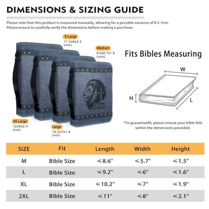 PU Leather Bible Cover Church Bible Bag with Bookmarks Book Covers Retro Strong Lion Cross Print Carrying Bible Case with Zippered Pockets for Prayer, M - color: Retr Strong Lion Cross, size: Medium