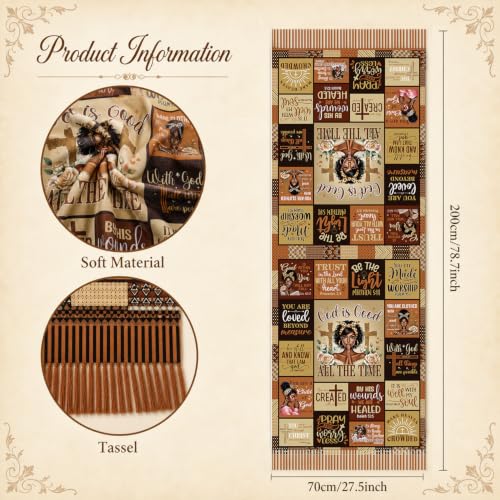 The Virgin Mary Bible Verse Shawls for Women, Catholic Christian Blanket Scarf Gifts or Mom Teacher Christmas - color: Black Brown