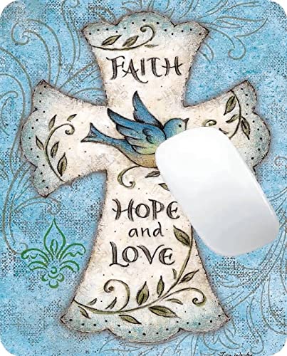 Hope and Love Christian Cross Mouse Pad - Square, Waterproof, Non-Slip Rubber Base, 9.5"x7.9"x0.12" Inch - color: S1015