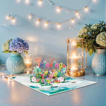3D Colorful Flower Thinking Of You Card, - color: thinking of you