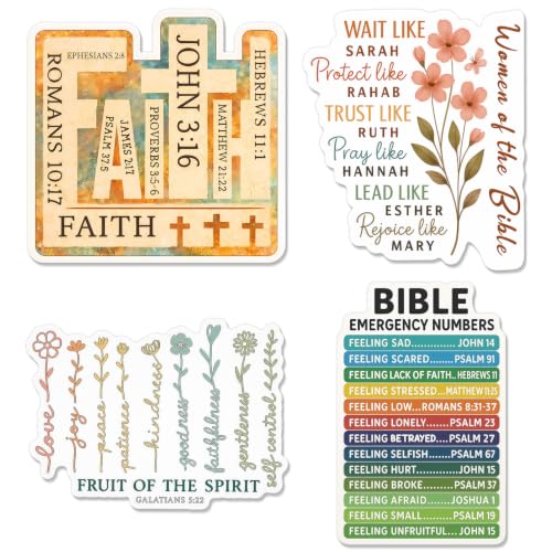 4 Pcs Christian Stickers - Inspirational Bible Verse Stickers - color: Inspirational Bible Verse