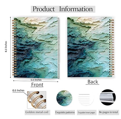 GDJIEGBC Teal Abstract Textured Ocean Wave Notebook 5.5x8.3in - color: Color E