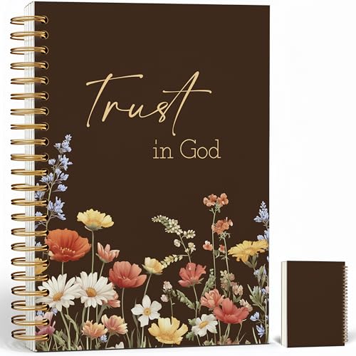 Trust in God - Christian Notebook Journal - Christian Gifts for Women, Vintage Floral Inspirational Bible Journal Notebooks for Note Taking, Bible Study, Prayer & Church Notes, A5 Spiral Notebook (Christian -Brown2) - color: Christian -Brown2