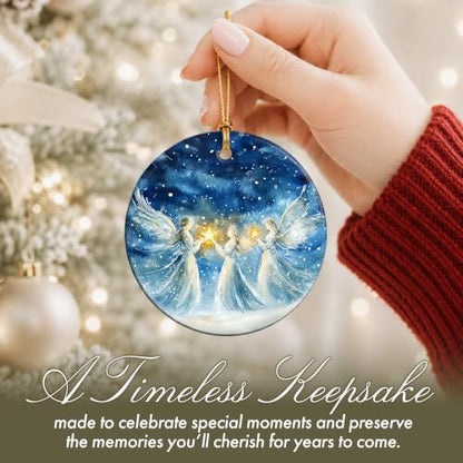 Angel Christmas Ornament 2026 - Heavenly Star Ceramic Hanging Xmas Tree Decor Keepsake - Religious for Mom, Daughter, Sister, Grandma, Friend, Christian