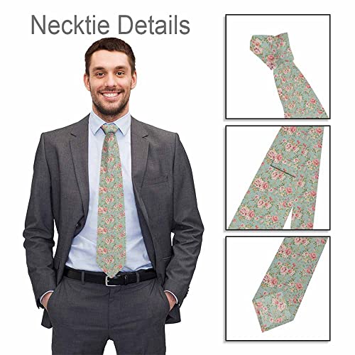 Men's Ties Novelty Tie Necktie for Men Teen Boys Multicolor Tie Party Holiday Thanksgiving Christmas - color: Pink Flowers