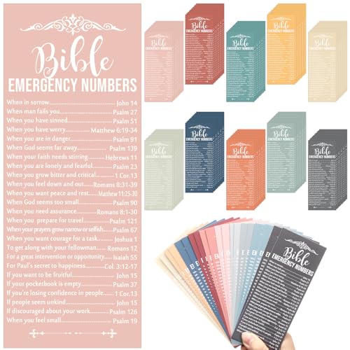Motiskyy 100 Pcs Bible Emergency Numbers Bookmark Gift, Bright Morandi - color: Bright Morandi
