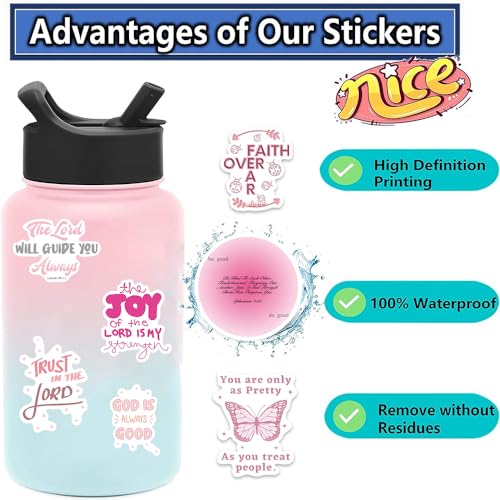 Sapuion 200PCS Bible Stickers, Inspirational Christian Stickers, Bible Verse Stickers, Aesthetic Jesus Faith Stickers for Water Bottles, Religious Christian Gifts for Kids Men and Women