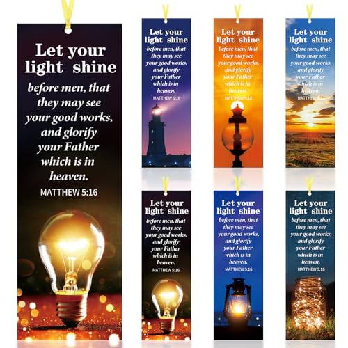 Dispowreath 60 Pcs Let Your Light Shine Christian Bookmarks for Church - style: Let Your Light Shine