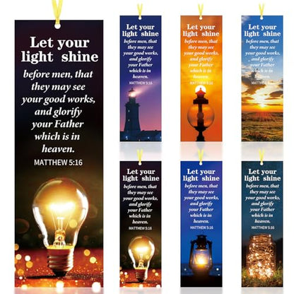 Dispowreath 60 Pcs Let Your Light Shine Christian Bookmarks for Church - style: Let Your Light Shine
