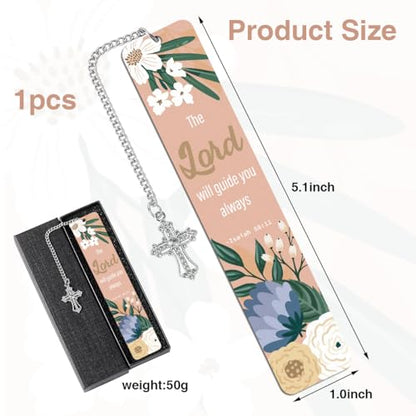Christian Gifts Bible Bookmark, Religious Bible Verse Metal Bookmark, Inspirational Christian Bookmarks for Women, Her, Book Lovers, Friends, Coworker, Mother, Sister, Wife - style: The Lord will guide you always