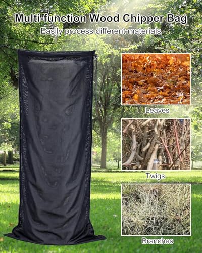 Wood Chipper Bag Compatible with Tazz, GreatCircle, Wood Slicer Splitter, Wood Chippers, Universal Reusable Collection Bag, 24 x 48 Inches Chipper Leaf Shredder, Lawn Machine Parts,