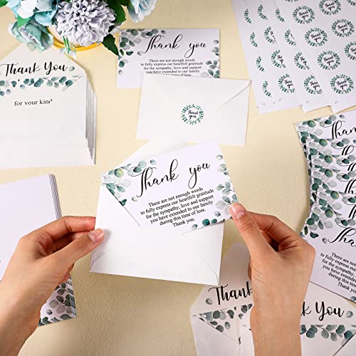 Marspark 25 Pack Funeral Thank You Cards Sympathy Envelopes, Leaves - style: Leaves