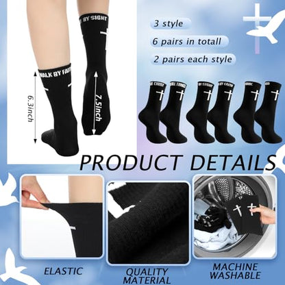 Chicingyou Christian Cross Socks for Men Youth, Us Size 6-12 - color: Black