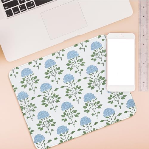 Hydrangea Mouse Pad, Moss Blue Flroal Small Mousepad 10x8 - color: Blue Flroal Hydrangea, size: 10.2L x 8.2W inches