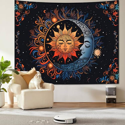 Apdidl Sun and Moon Boho Tapestry, Hippie Mandala Tapestries Wall Hanging - color: D-Boho Sun Tapestry, size: 79"L x 60"W