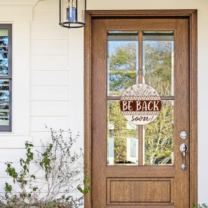 Be Back Soon Front Door Sign, Flower Leaves Wood Door Hanger - color: Be Back