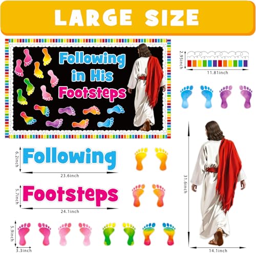 Huzobooby Christian Bulletin Board Set, Following in His Footsteps