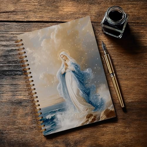 Christian Notebook Journal - Virgin Mary Christian Gifts for Women, Inspirational Bible Journal Notebooks for Note Taking, Bible Study, Prayer & Church Notes, A5 Spiral Notebook (Virgin Mary-Blue) - color: Virgin Mary-Blue