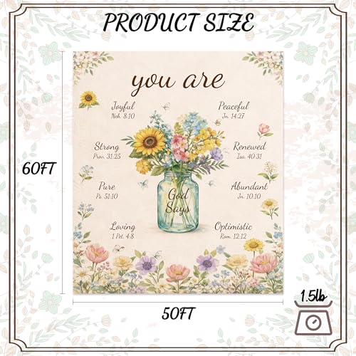 Christian Gifts for Women,Birthday Gifts for Mum,Inspirational Religious Blanket Gift with Flowers Vase, Soft Flannel Throw Blanket for Bed Couch Sofa, Spiritual Gift for Sister, Friends Family 50x60” - color: Flower Vase