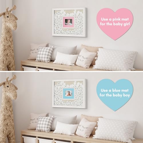 Americanflat 12x16 Shadow Box Frame - Matted to 3x4 - White - color: White