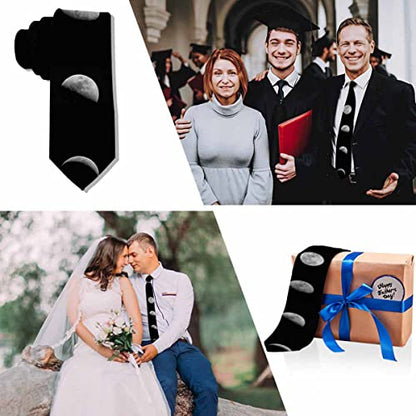 Men's Ties Novelty Tie Necktie for Men Teen Boys Multicolor Tie Party Holiday Thanksgiving Christmas - color: Black Moon Phases