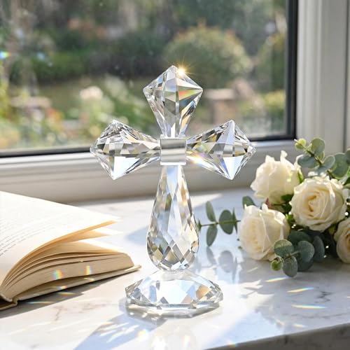 QFkris Clear Crystal Cross Standing Decor - color: Clear
