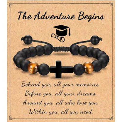 Leyung Cross Bracelet Gifts for Boys, Easter Basket Stuffers Baptism Gifts - color: Graduation B