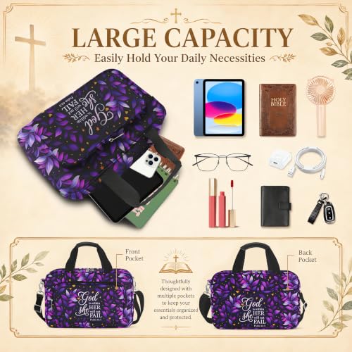 Bible Cover Case for Women with Large Bible Bag, Bible Cover with Journaling Kit & Shoulder Strap, Pens and Highlighters Cross Clips for Bible Study & Church, Christian Gift for Women