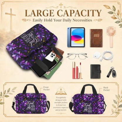 Bible Cover Case for Women with Large Bible Bag, Bible Cover with Journaling Kit & Shoulder Strap, Pens and Highlighters Cross Clips for Bible Study & Church, Christian Gift for Women