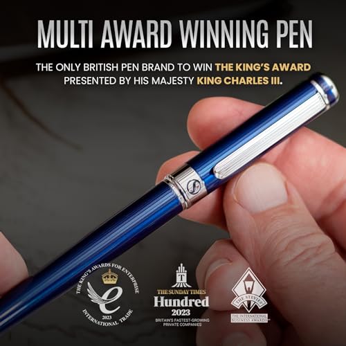 Scriveiner Midnight Blue Rollerball Pen - Stunning Blue Lacquer Luxury Pen, Chrome Finish, Schmidt Ink Refills, Men & Women, Professional, Executive Office, Nice Pen - color: 13. Midnight Blue with Chrome