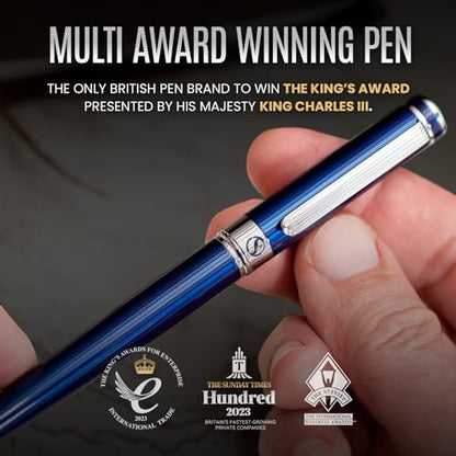 Scriveiner Midnight Blue Rollerball Pen - Stunning Blue Lacquer Luxury Pen, Chrome Finish, Schmidt Ink Refills, Men & Women, Professional, Executive Office, Nice Pen - color: 13. Midnight Blue with Chrome