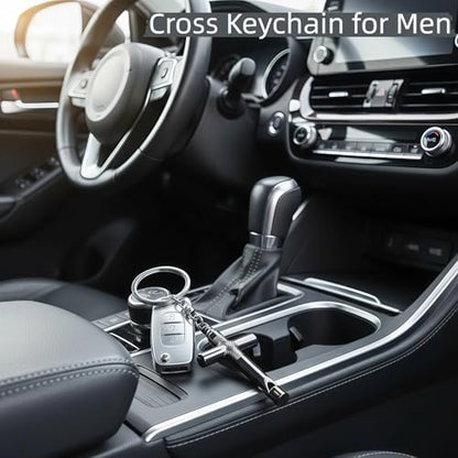 Cross Keychain for Men,Jesus Key Chain Christian Car Key Accessories，Easter Christmas Religious Gift,Purse Bag Charms - color: Black Whistle