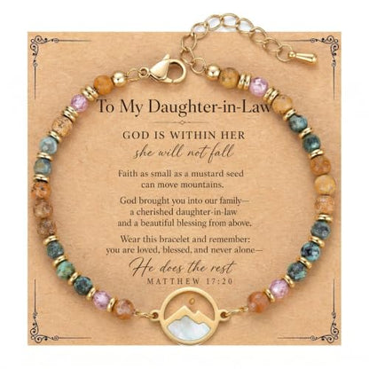 Gold Mustard Seed Bracelet for Teen Girls and Women, Faith Can Move Mountains Christian Jewelry, Inspirational Religious Gift for Her - color: Daughter in Law