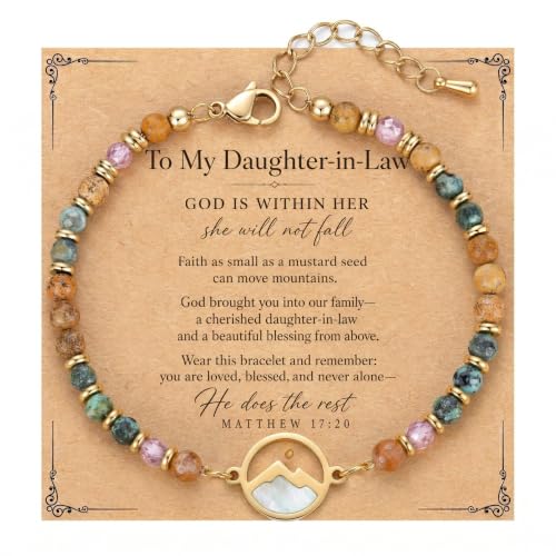 Gold Mustard Seed Bracelet for Teen Girls and Women, Faith Can Move Mountains Christian Jewelry, Inspirational Religious Gift for Her - color: Daughter in Law