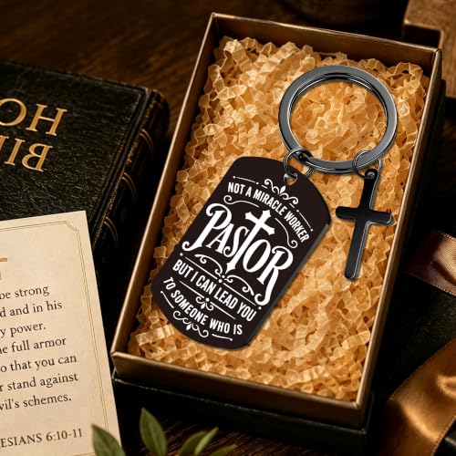 Keychain for Men Boys, Dog Tag Style Key Chain, Black Key Rings Birthday Christmas Veteran Day Gifts - style: Pastor