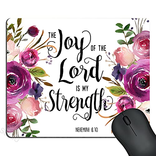 SSOIU Bible Verse Quotes Mouse Pad,Joy of the Lord is My Strength Scripture Computer Mouse Pad 9.5 X 7.9 Inch (240mmX200mmX3mm) - color: SS07